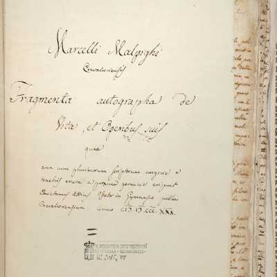 Marcello Malpighi, Memorie di me Marcello Malpighi a i miei posteri fatte in villa l’anno 1689