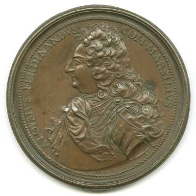 Ferdinand de Saint Urbain, medaglia dedicata a Luigi Ferdinando Marsili, diritto, 1731