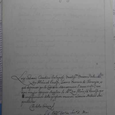 Luigi Galvani, Nota autografa dei suoi requisiti, 1767